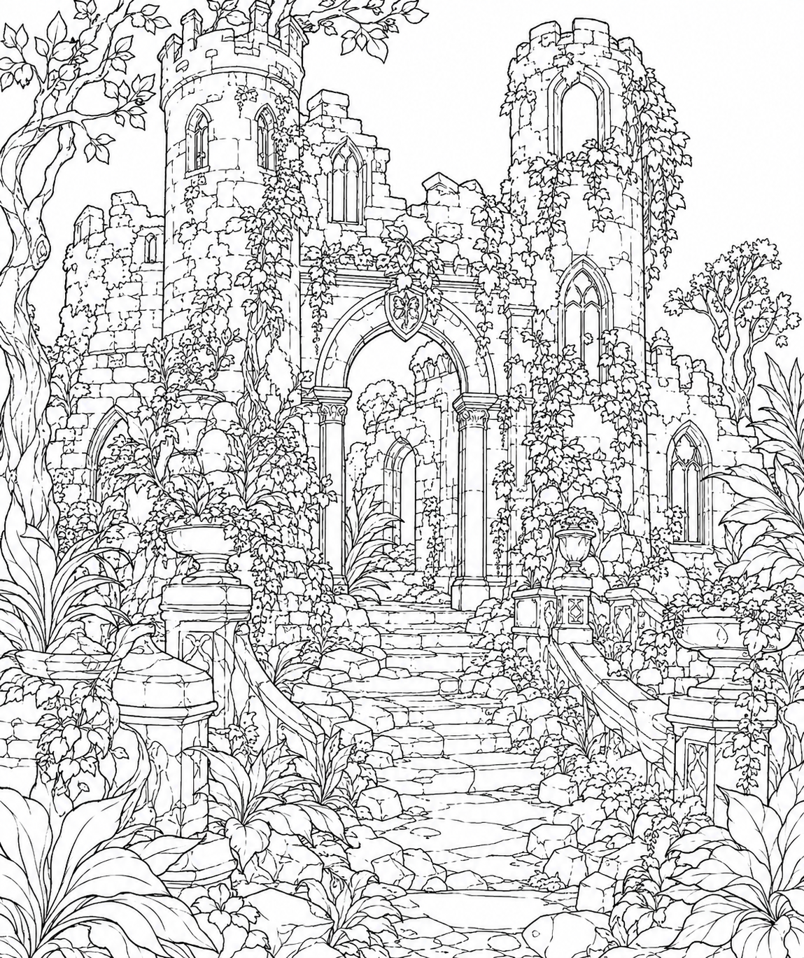 Coloring page of Abandoned castle