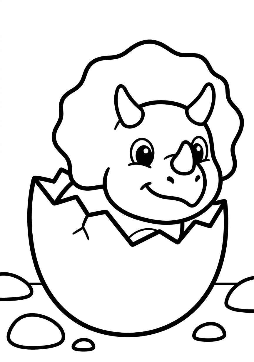 Coloring page of Baby Triceratops Hatching Coloring Page