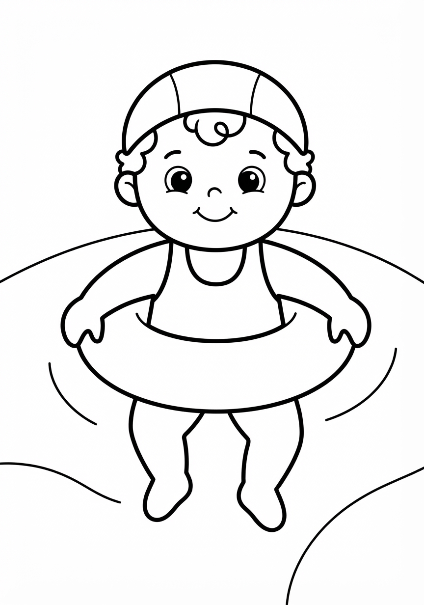 Coloring page of Child swimming