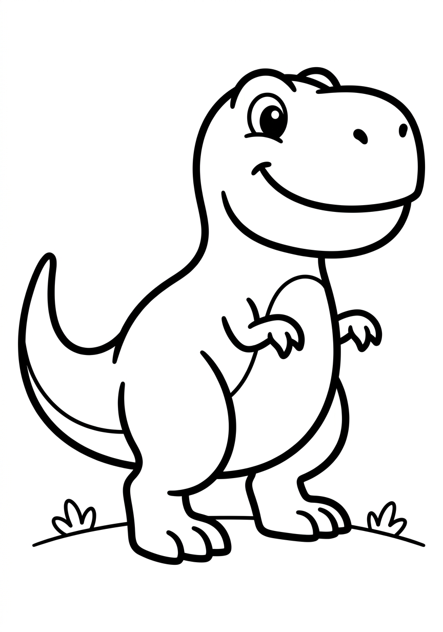 Coloring page of Cute Baby T-Rex Dinosaur Coloring Page