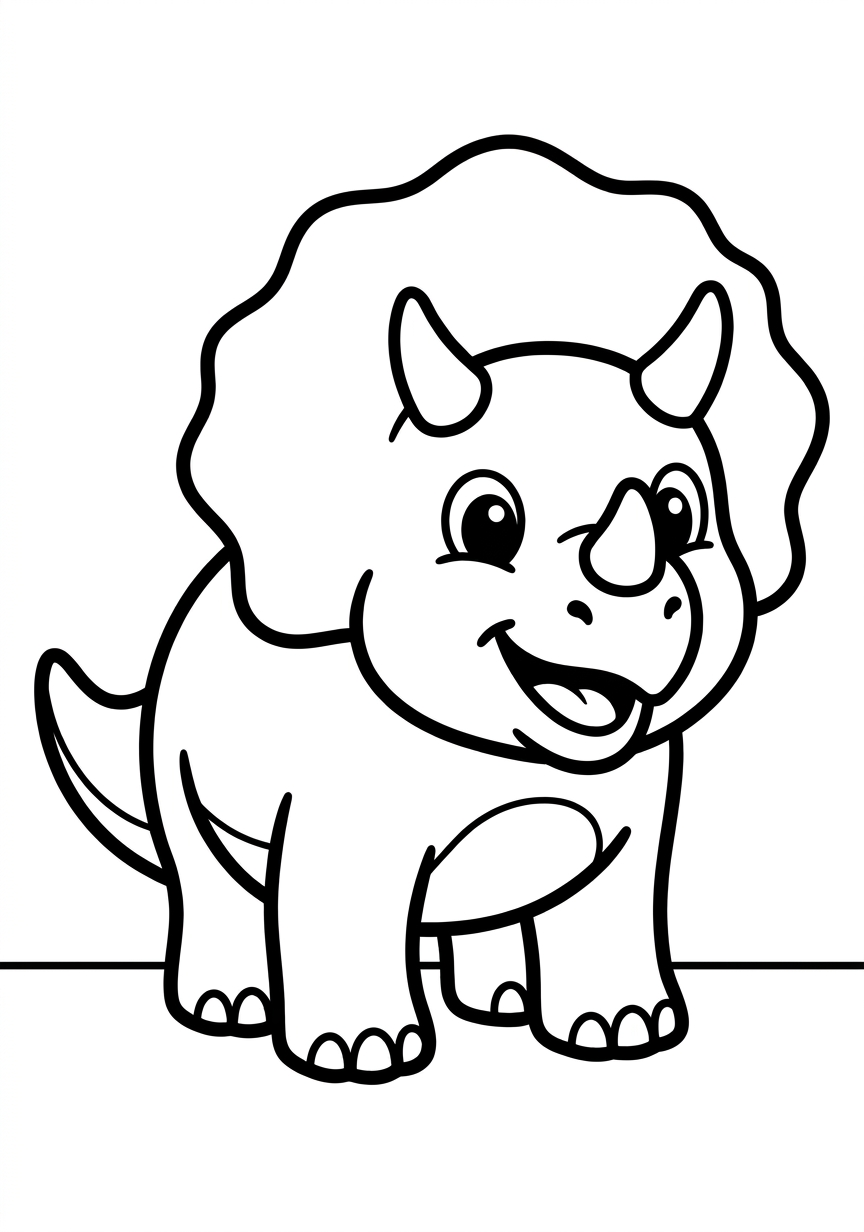 Coloring page of Cute Baby Triceratops Coloring Page