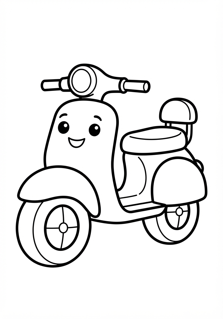 Coloring page of Cute scooter