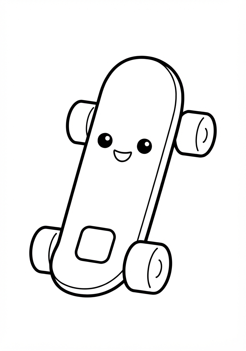 Coloring page of Cute skateboard