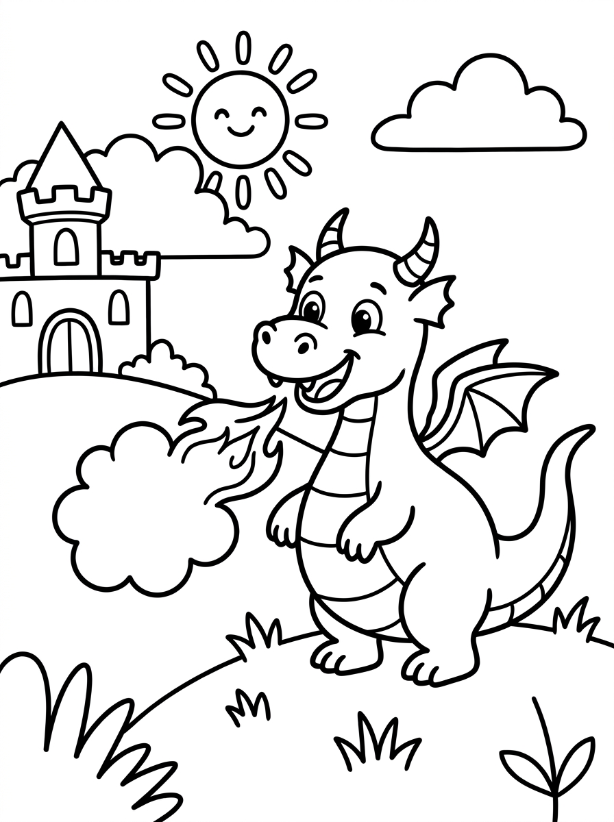 Coloring page of Fire Dragon