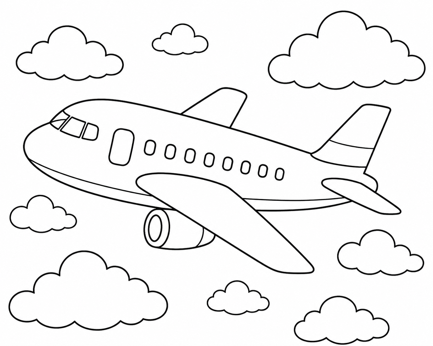 Coloring page of Flying Airplane