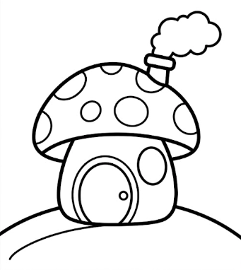 Coloring page of Mushroom House Coloring Page