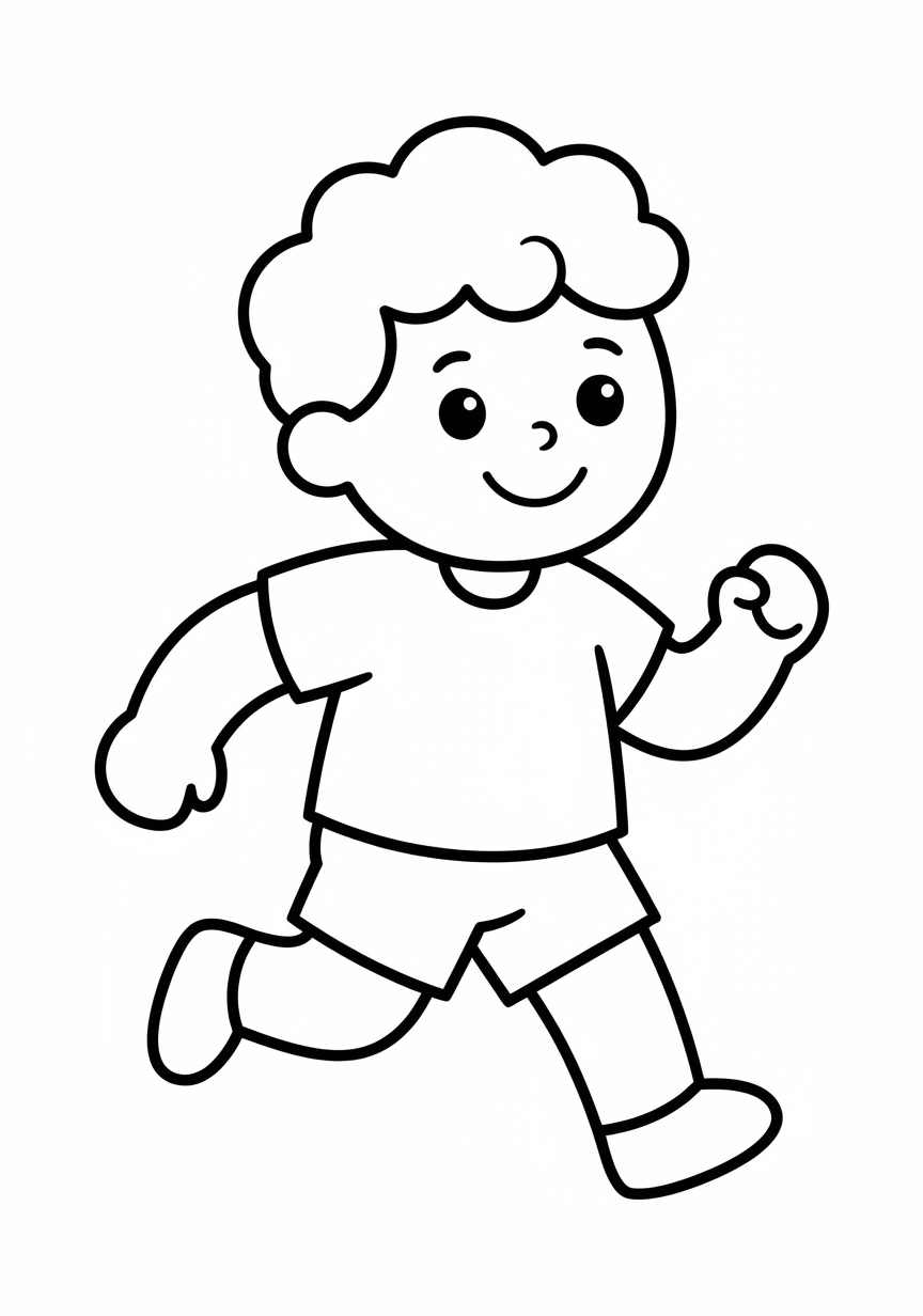 Coloring page of Running kid