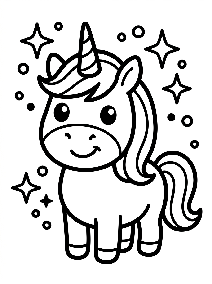 Coloring page of Sparkling Unicorn
