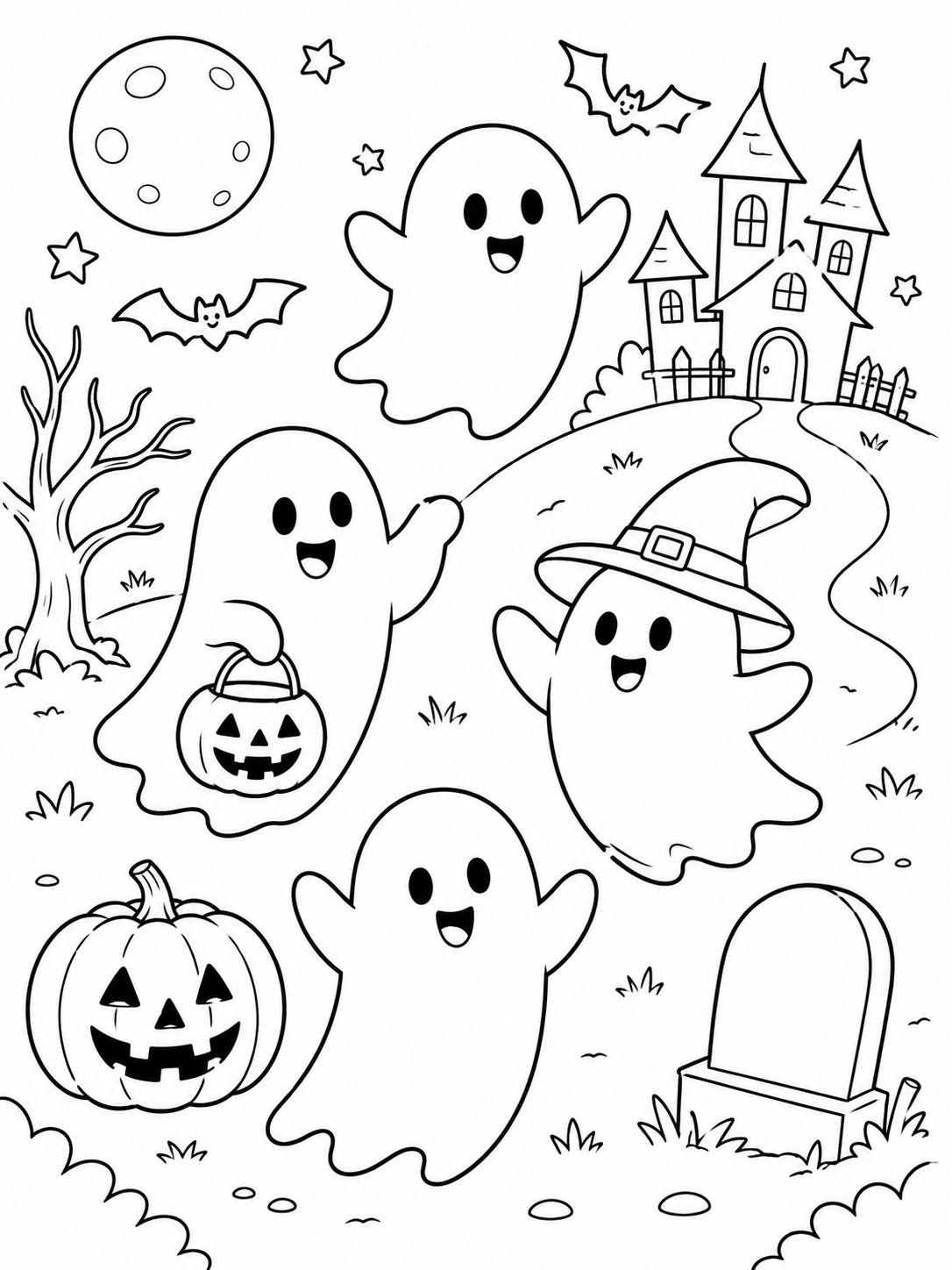 Coloring page of Spooky town
