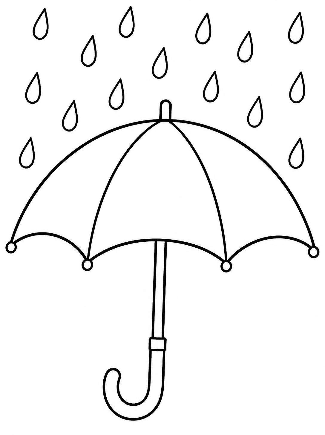 Coloring page of Umbrella in the rain